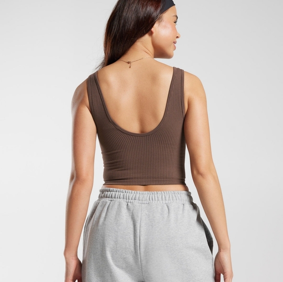 [SOLD] Gymshark rest day seamless midi tank oak brown - Picture 2 of 8